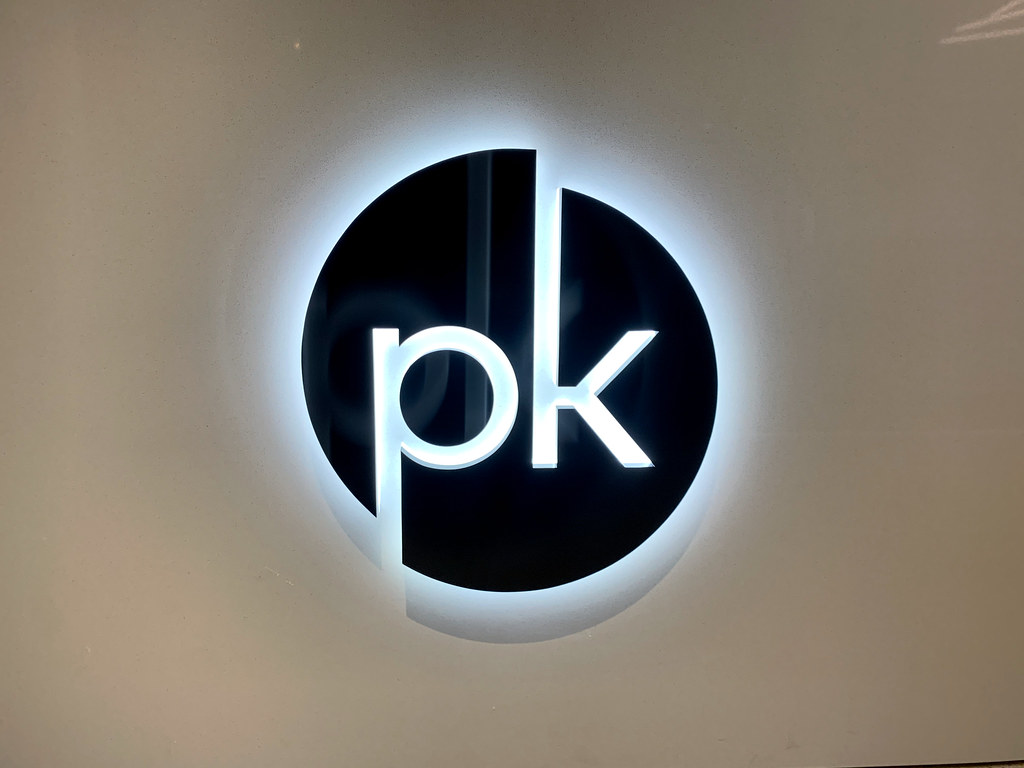 22" height Fabricated Metal Logo 1" Deep Painted Black Finish Embedded LEDs for edgelighting Pattern included for mounting