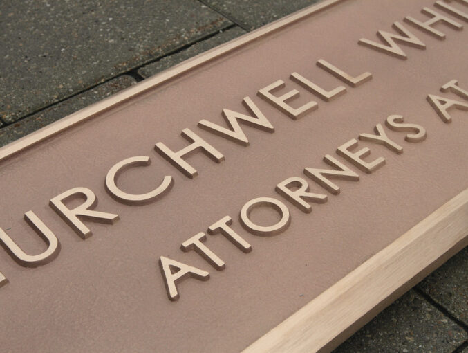 40.25" x 13" Bronze Plaque Extra Deep Cast with Raised Brushed Bronze border & letters Recessed Metallic Gold Paint Filled Background Beveled Edge Border