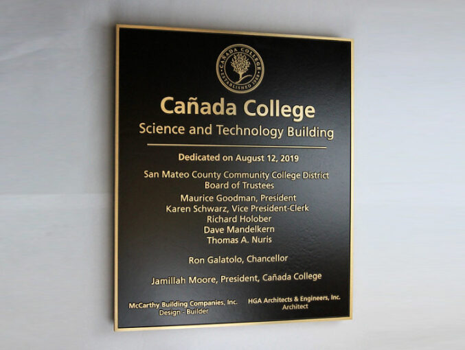 Bronze College Building Dedication Plaque