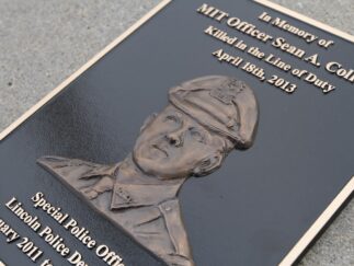 Bronze Officer Memorial Plaque with bas relief sculpted image