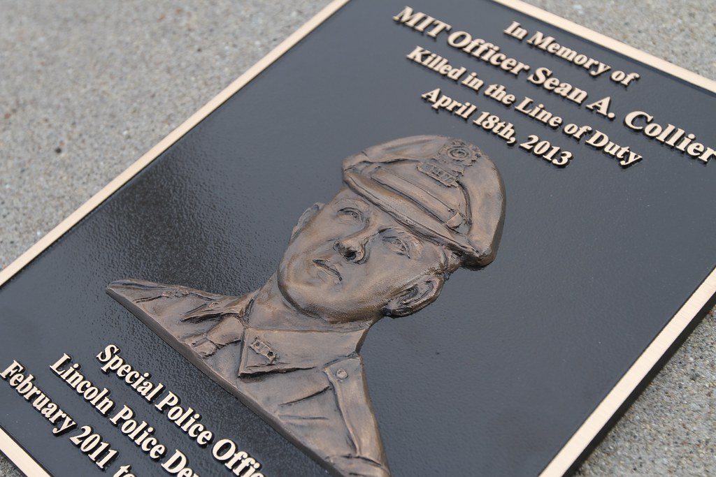 Bronze Officer Memorial Plaque with bas relief sculpted image