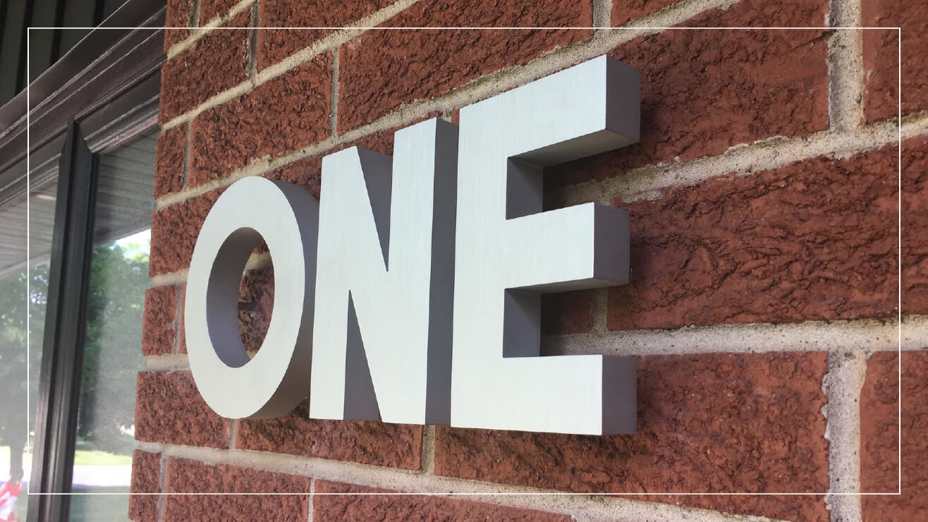 Example of clear anodized aluminum letters.