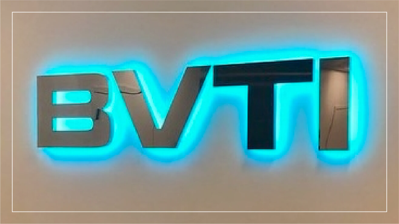 Example backlit halo letters business sign.