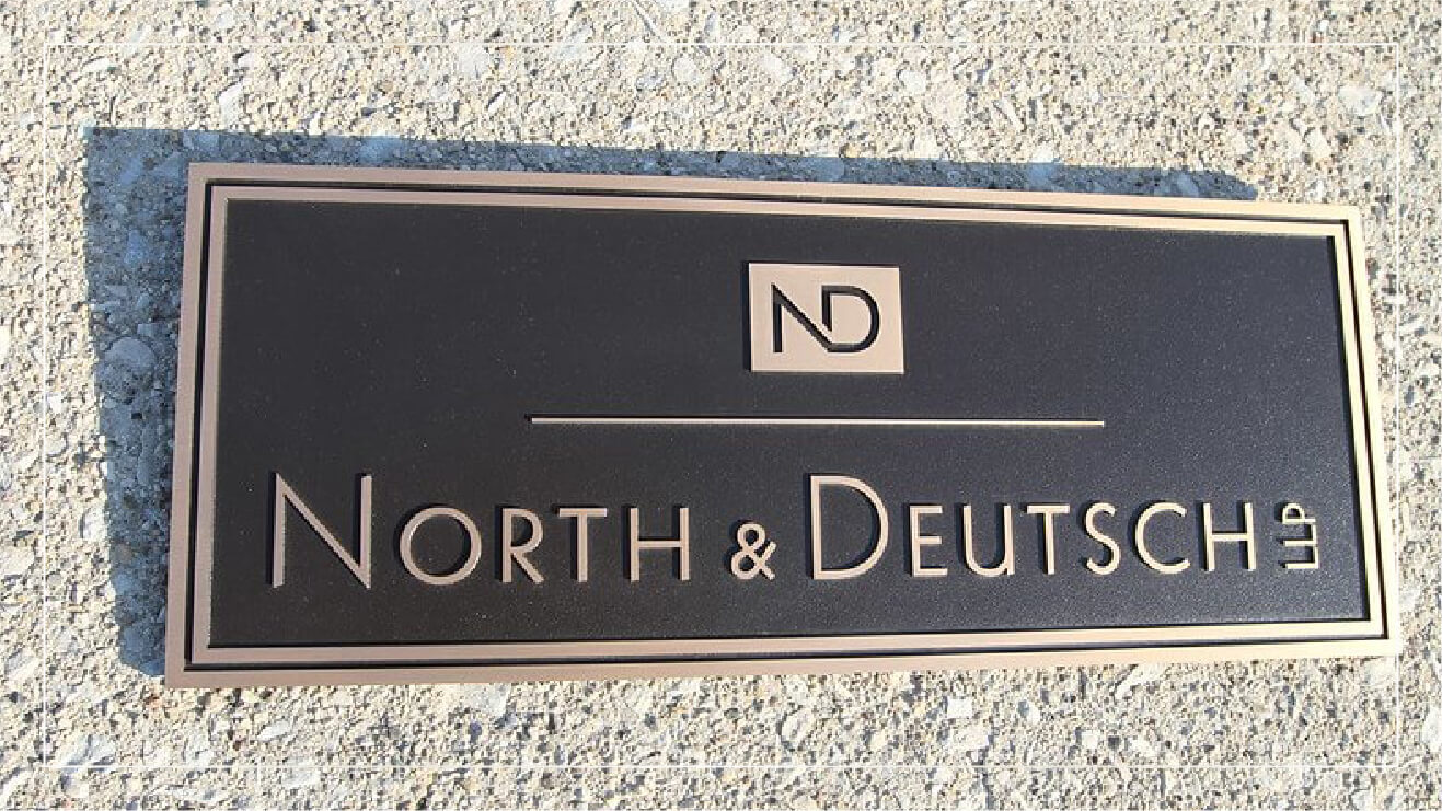 Example bronze plaque business sign.