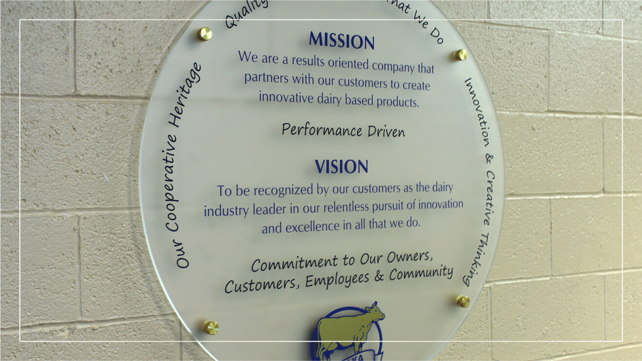 Example acrylic panel mission statement.