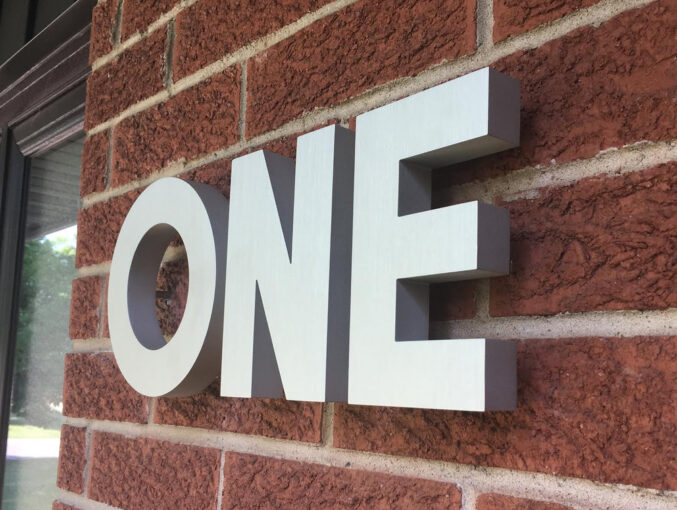 Clear Anodized Aluminum letters  1" thick