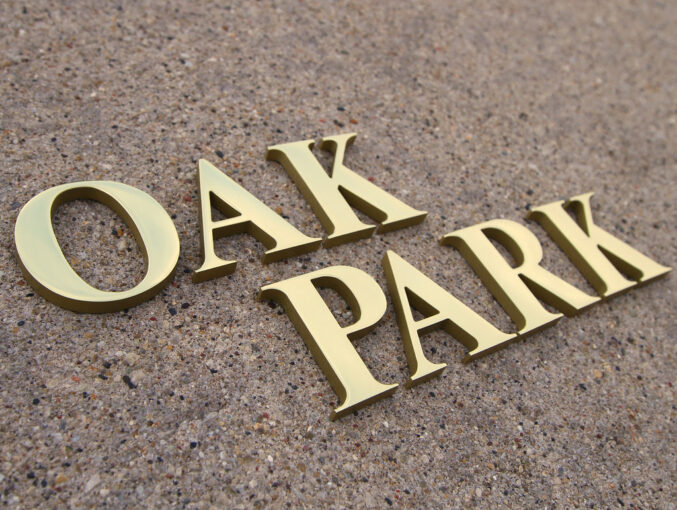 Cut Brass lettering for conference room ID sign interior use