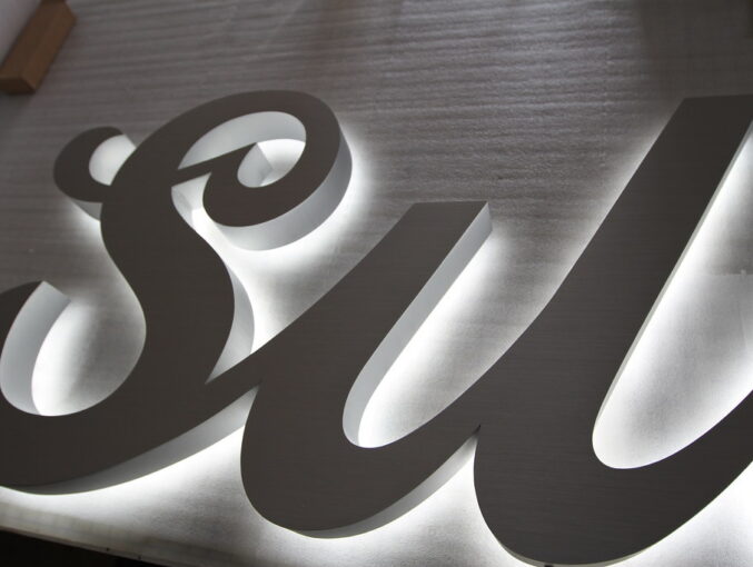 DETAIL  BackLit Channel Letters for Interior Office logo sign
