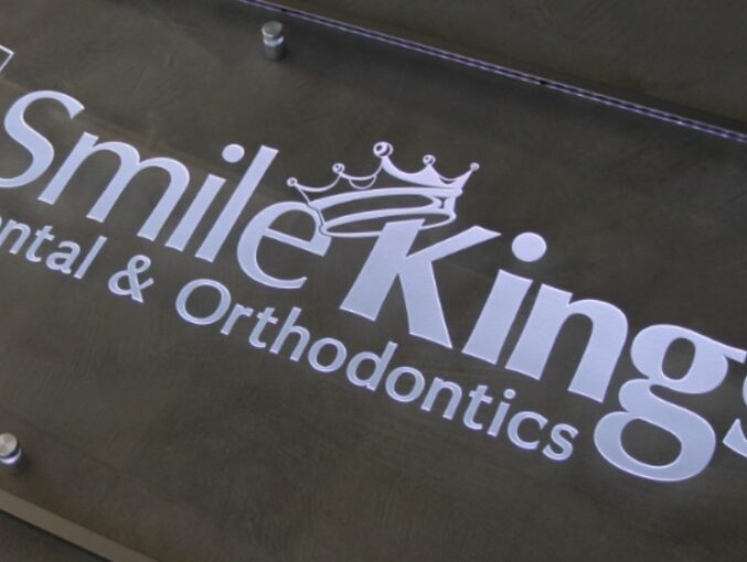 Edgelit glass panel sign cool white LED custom logo