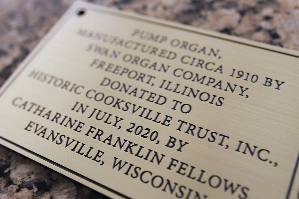 Etched brass interior use dedication plaque
