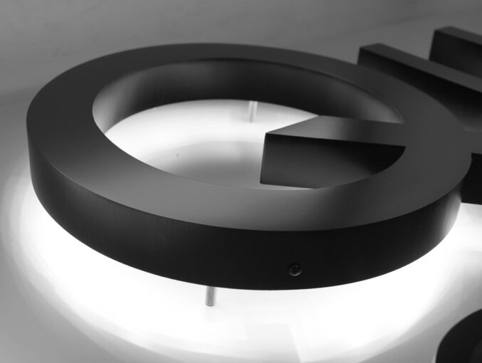 Fabricated backlit letter side detail