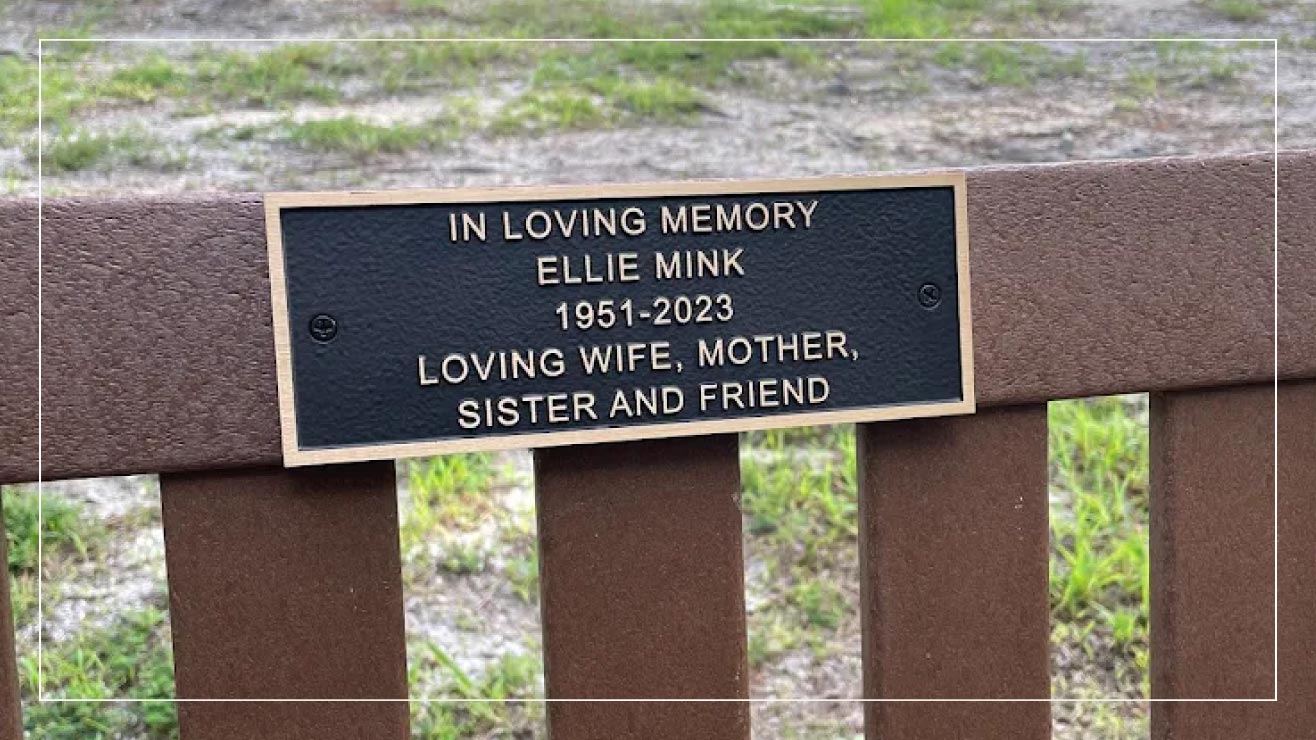 Example park bench plaque.
