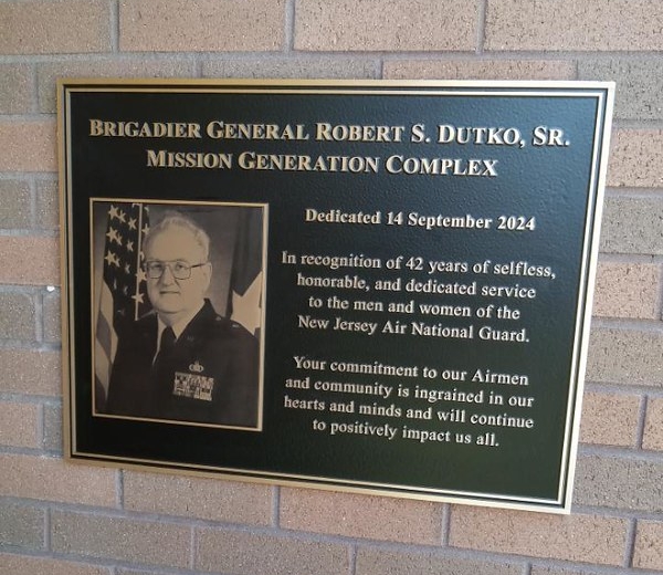 Memorial plaque honoring a retired Brigadier General