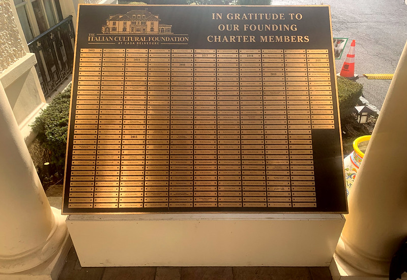 Bronze recognition board with individual plates etched with donors’ names
