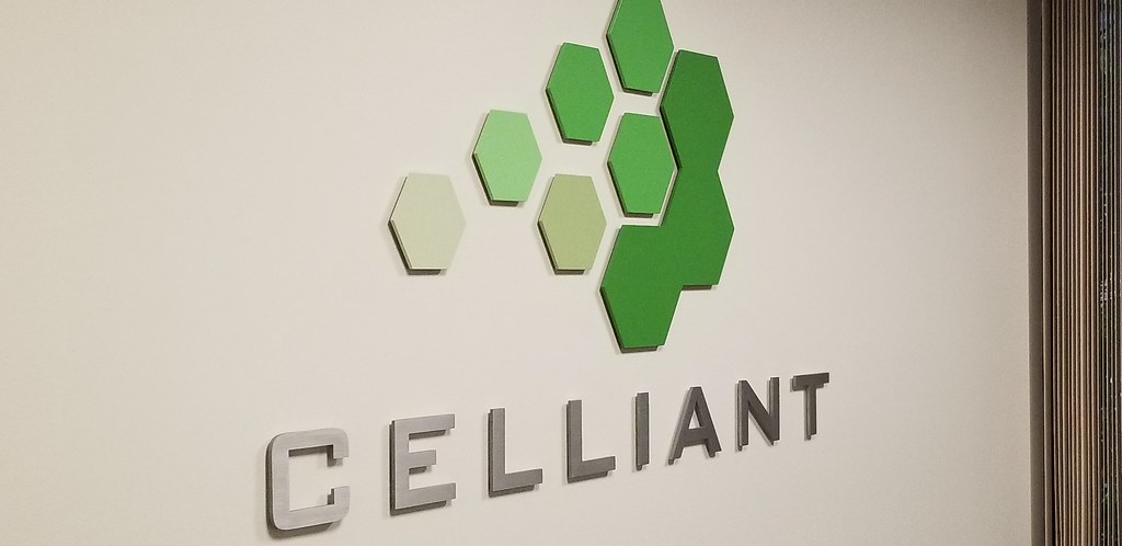 Painted and brushed aluminum logo sign