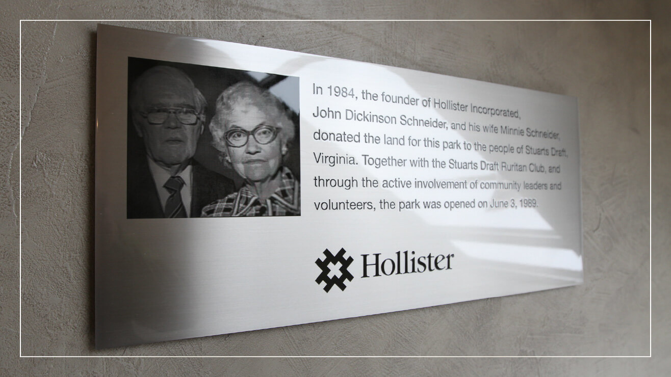 Example stainless steel donation plaque.